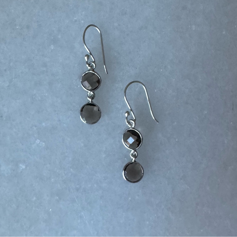 NWOT Tuckernuck Checkmate Earrings, Smoky Quartz, Sterling Silver - Picture 2 of 5